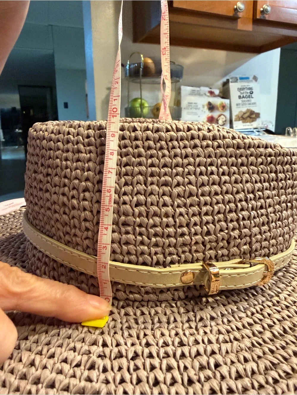 HANDMADE WOMENS STRAW WOVEN FEDORA HAT, SIZE SMALL, TAUPE